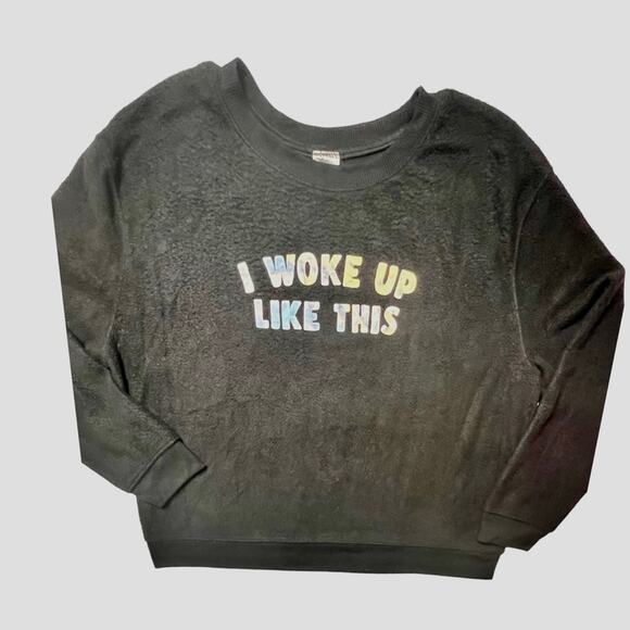No Boundaries Women’s Black I Woke Up Like This Crewneck Sweatshirt Sz XXL - Picture 1 of 10